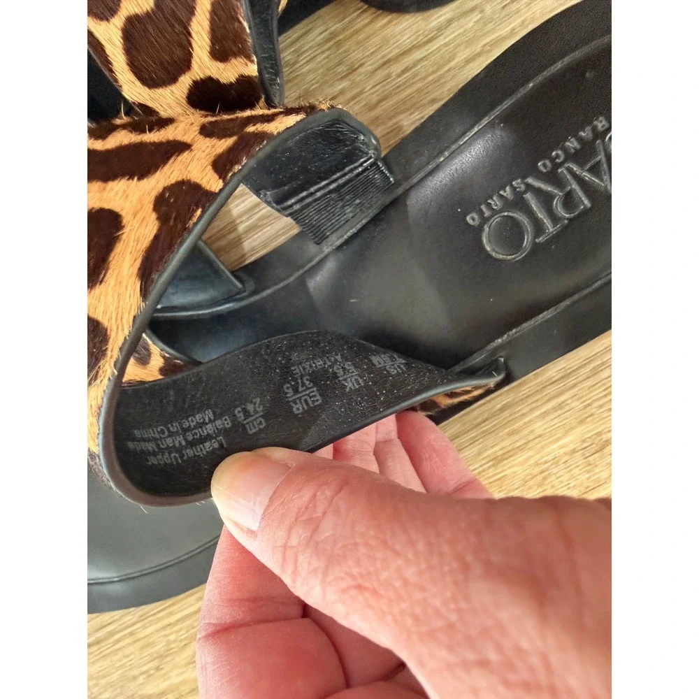 Sarto Franco‎ Sarto Trixie Sandals Womens 7.5 Leopard Calf Hair Toe Loop Slides